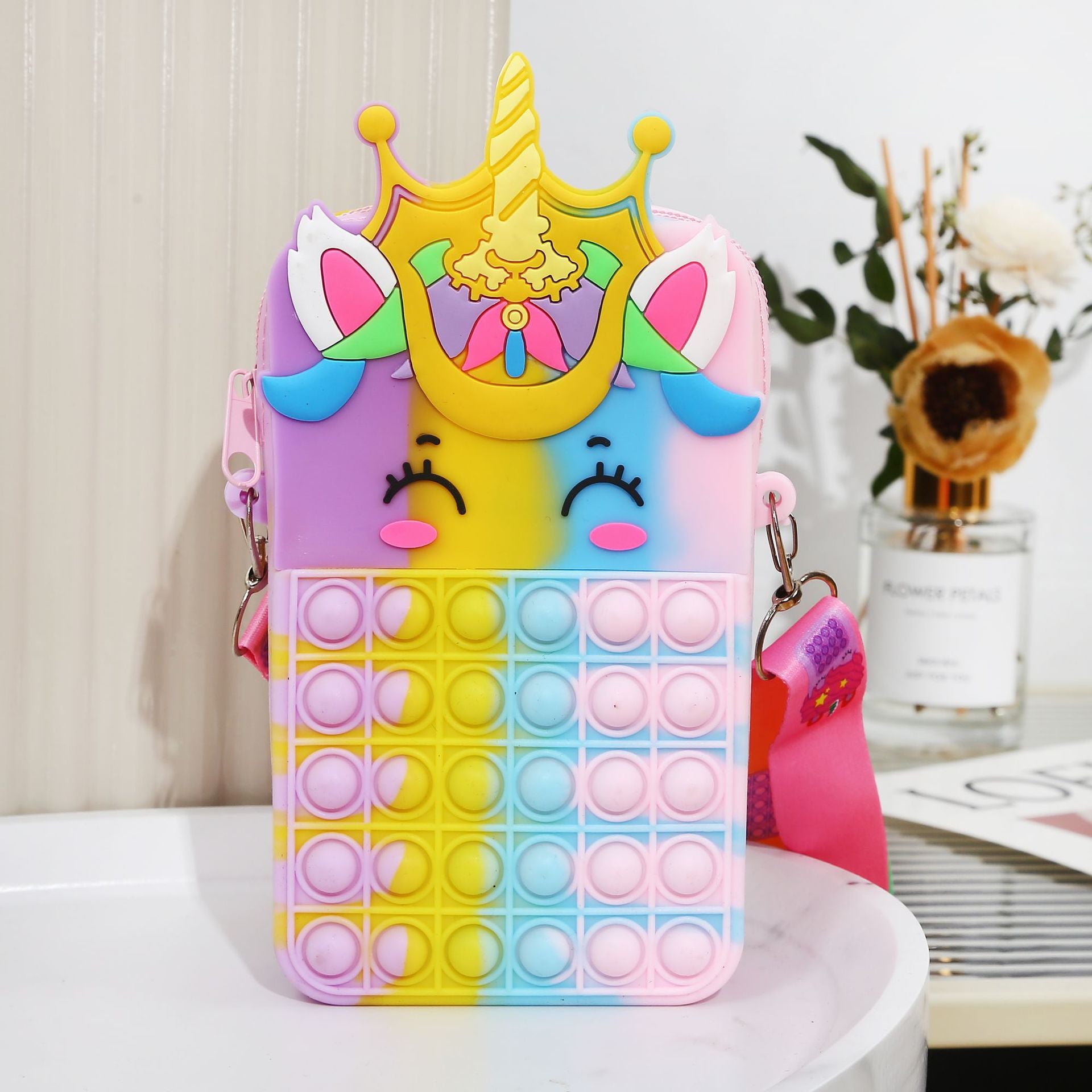 Niños al por mayor Bolsa de hombro de silicona de unicornio grande